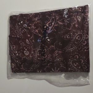 Lands End women's relaxed cotton mock turtleneck in deep Claret Paisley size L